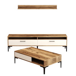 Hanah Home Istanbul Conjunto de Muebles de Salón Nogal y Crema